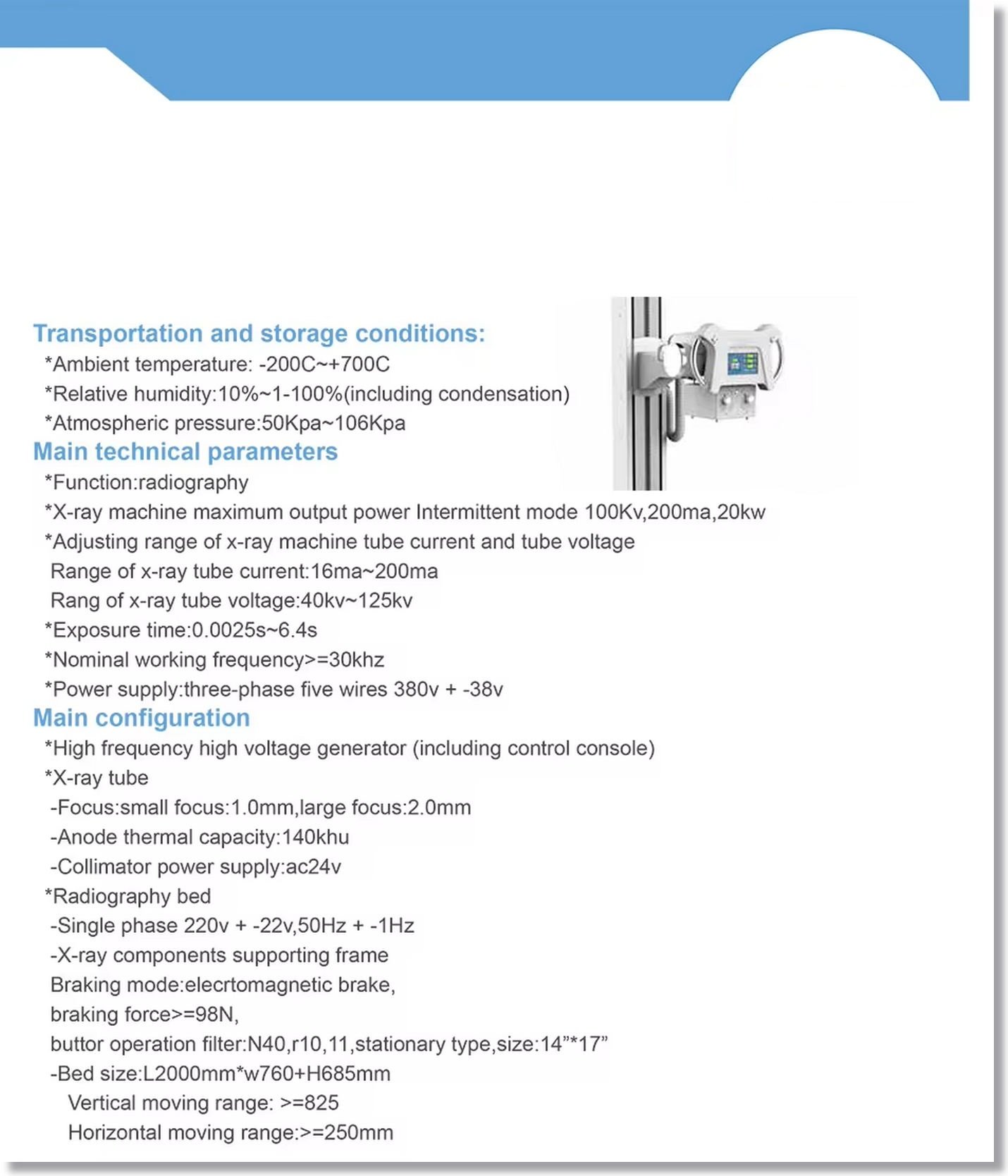 High Frequency Generator Medical X-ray Imaging Equipment